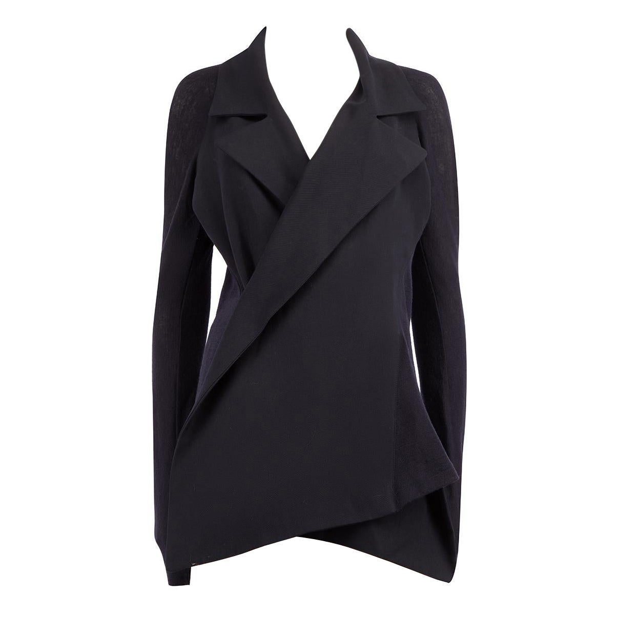 Yohji Yamamoto Navy & Black Knitted Panel Jacket Size L For Sale