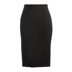 Used Victoria Beckham Black Wool Midi Pencil Skirt Size XS