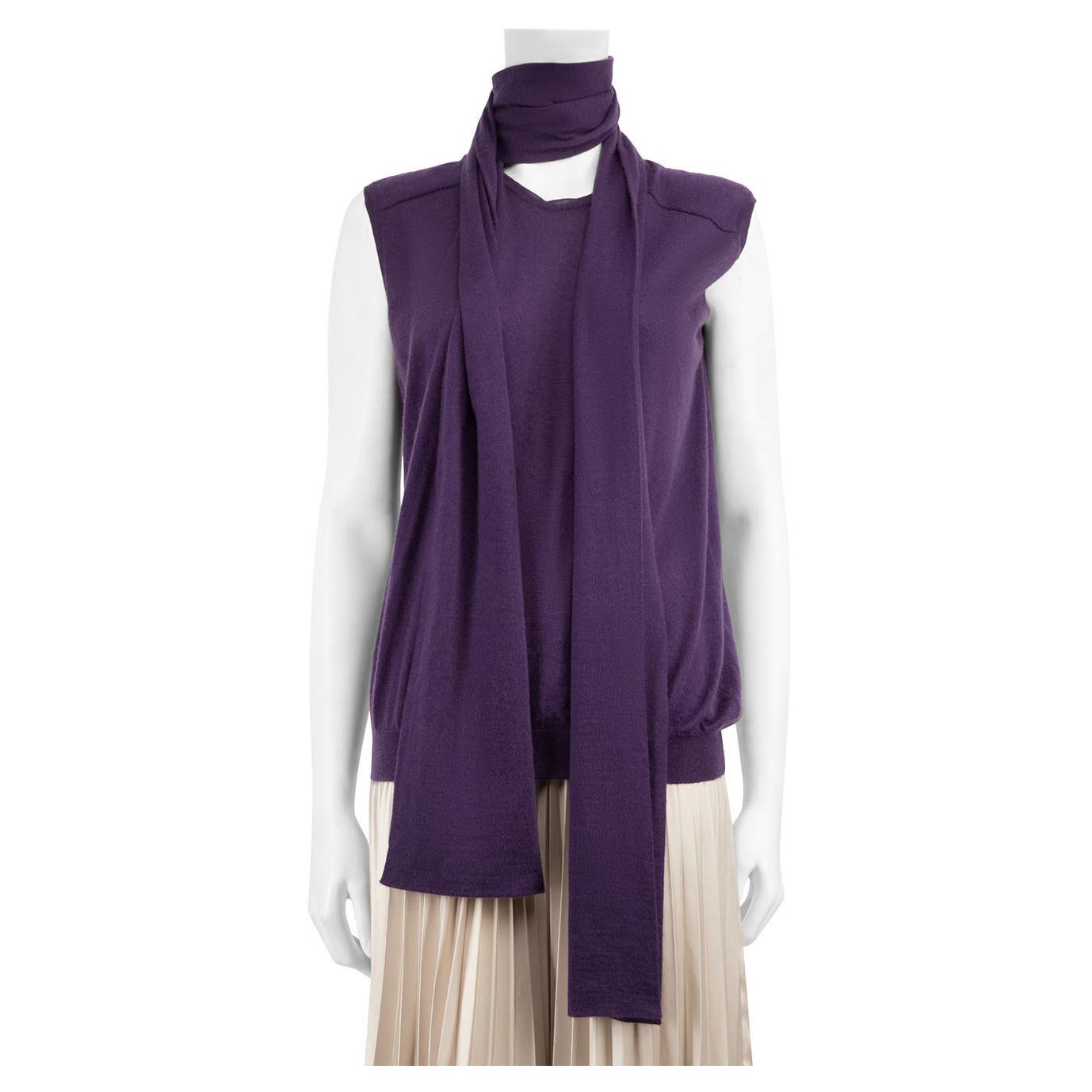 Balenciaga Purple Cashmere Sleeveless Scarf Top Size M For Sale