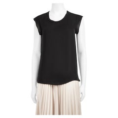 3.1 Phillip Lim Top negro de seda con cuello redondo y transparencias Talla XXS