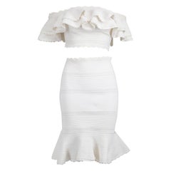 Conjunto falda de encaje con volantes Alexander McQueen White Talla S