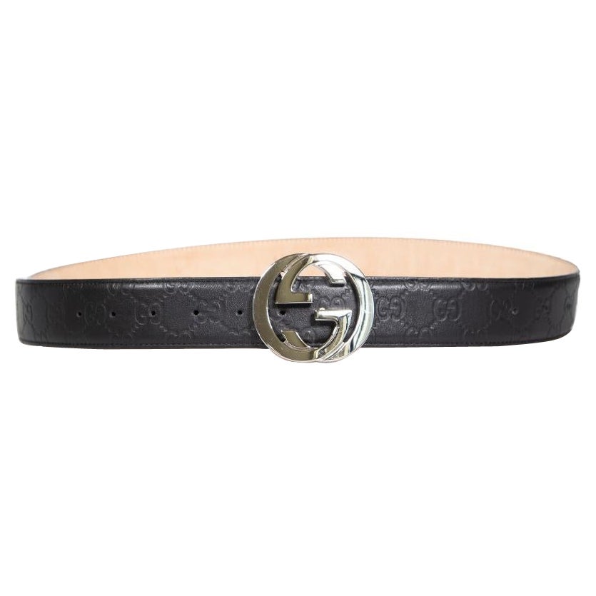 Gucci Black Leather Double G Buckle 65 Belt For Sale