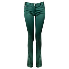 Dolce & Gabbana Green Satin Slim Fit Trousers Size XS