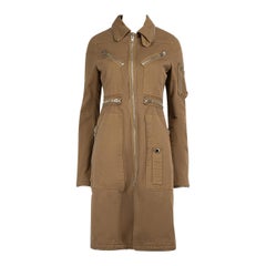 Used Givenchy Khaki Zipped Mid-Length Coat Size S