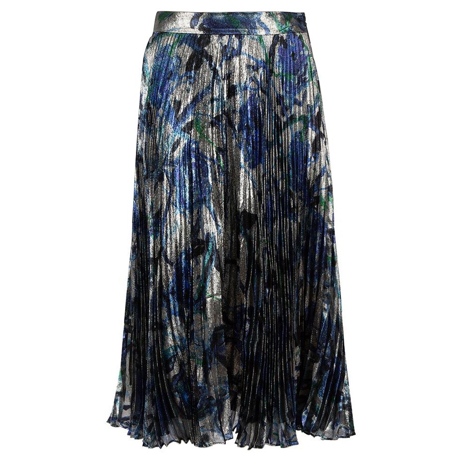 Christopher Kane Metallic Silk Floral Midi Skirt Size M For Sale