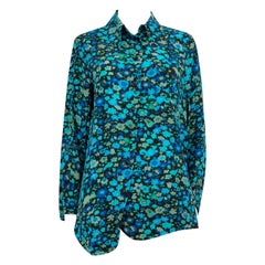 Ganni Blue Floral Print Shirt Size S