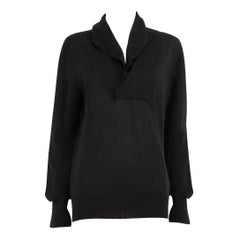 Alexander McQueen Jersey negro de lana drapeado con cuello en V Talla M