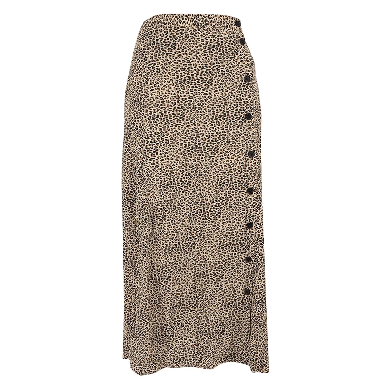 Zadig & Voltaire Leopard Print Midi Buttoned Skirt Size L For Sale