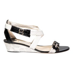 Jimmy Choo Snakeskin Cross Strap Wedge Sandals Size IT 39.5