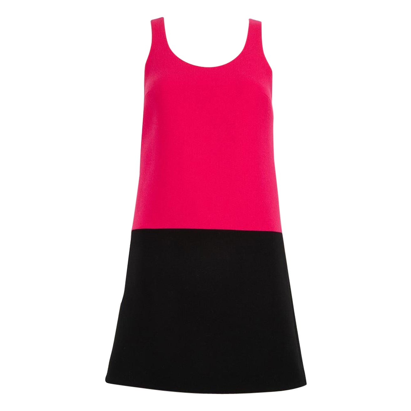Saint Laurent Pink & Black Wool Shift Dress Size S For Sale