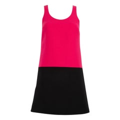 Saint Laurent Pink & Black Wool Shift Dress Size S