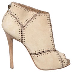 Roger Vivier Beige Suede Panelled Peep Toe Heels Size IT 37