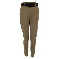 Self-Portrait Khaki-Hose mit Gürtel und hoher Taille Größe L