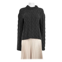 Theory Chunky Cable Knit Jumper en laine grise Taille M