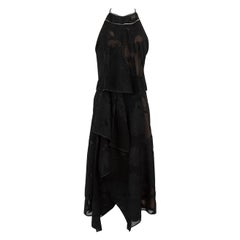 Amanda Wakeley Black Floral Round Neck Dress Size L