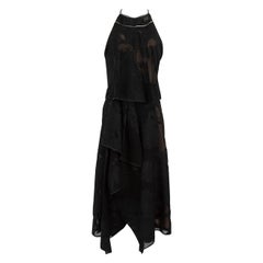 Amanda Wakeley Vestido Floral Negro Cuello Redondo Talla L