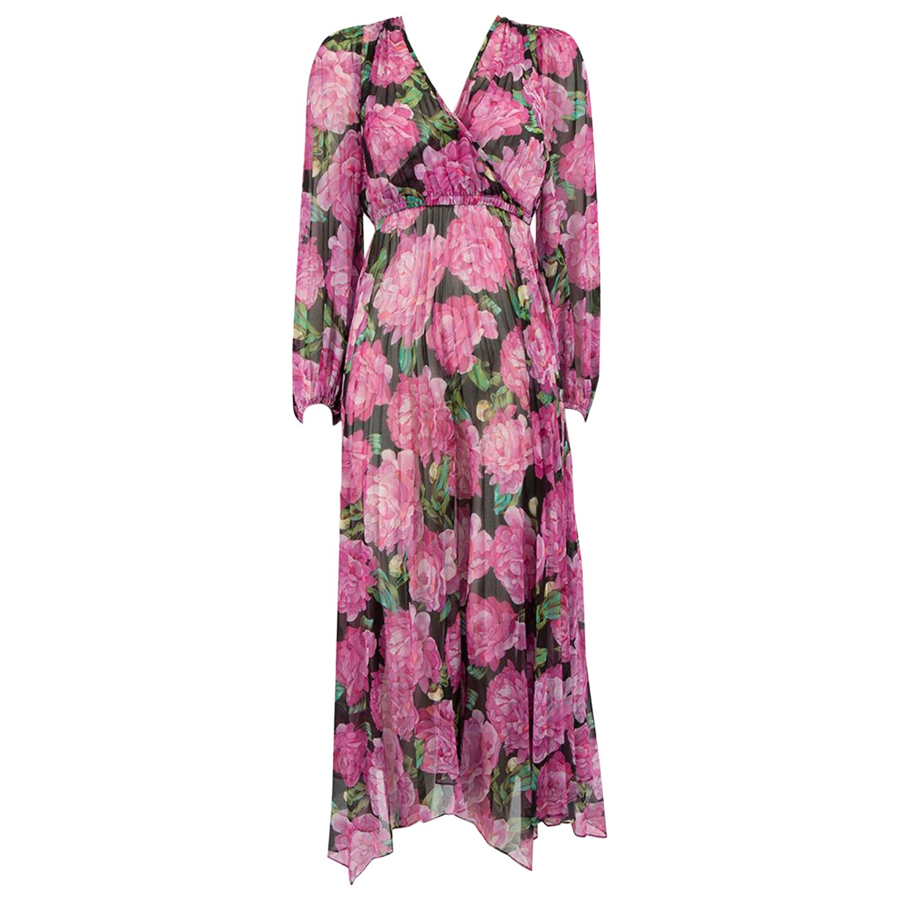 The Kooples Pink Floral Print Sheer Dress Size XS For Sale