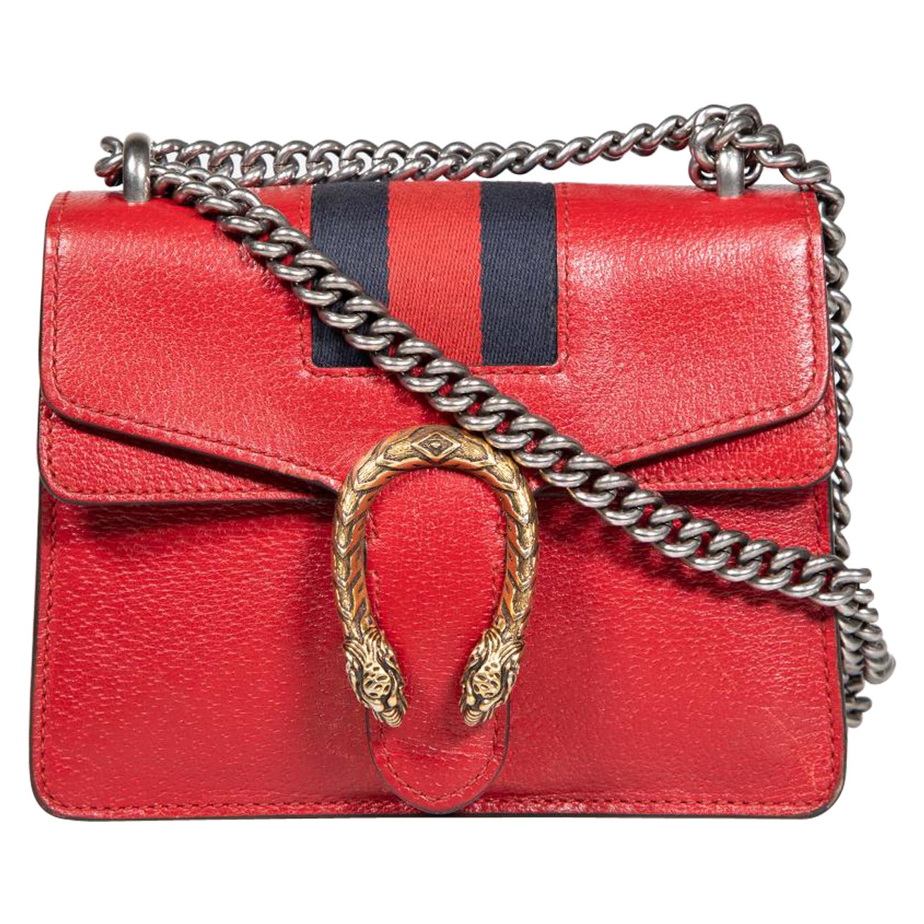 Gucci Red Leather Web Mini Dionysus Shoulder Bag For Sale