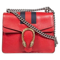 Used Gucci Red Leather Web Mini Dionysus Shoulder Bag