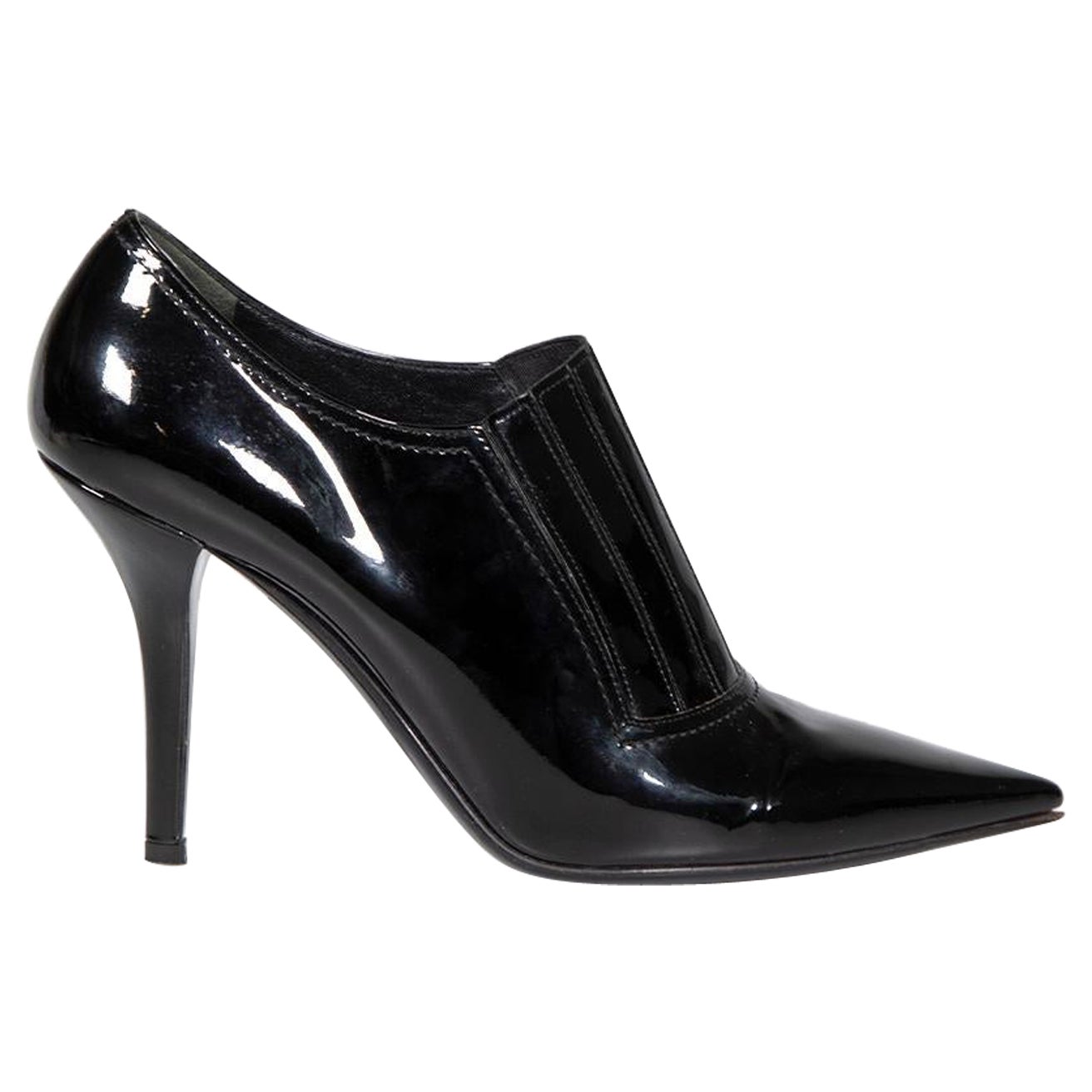 Valentino Garavani Black Patent Elasticated Point Toe Heels Size IT 39 For Sale