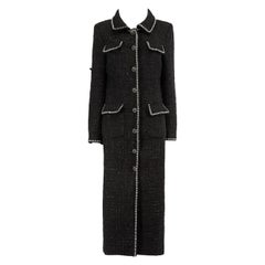 Self-Portrait Black Bouclé Trim Long Coat Size XL