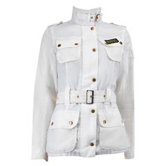 Chaqueta Barbour Blanca encerada con cinturón Talla S