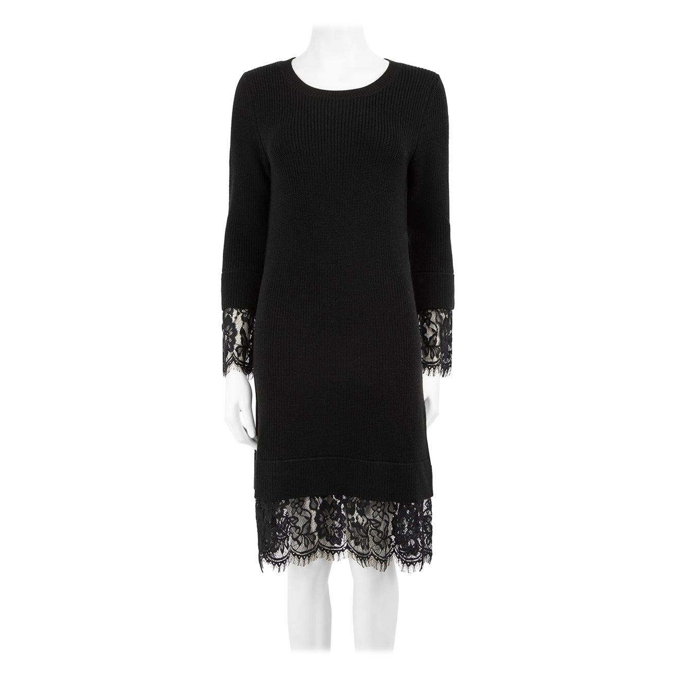 Moschino Love Moschino Black Wool Lace Trim Jumper Dress Size S For Sale