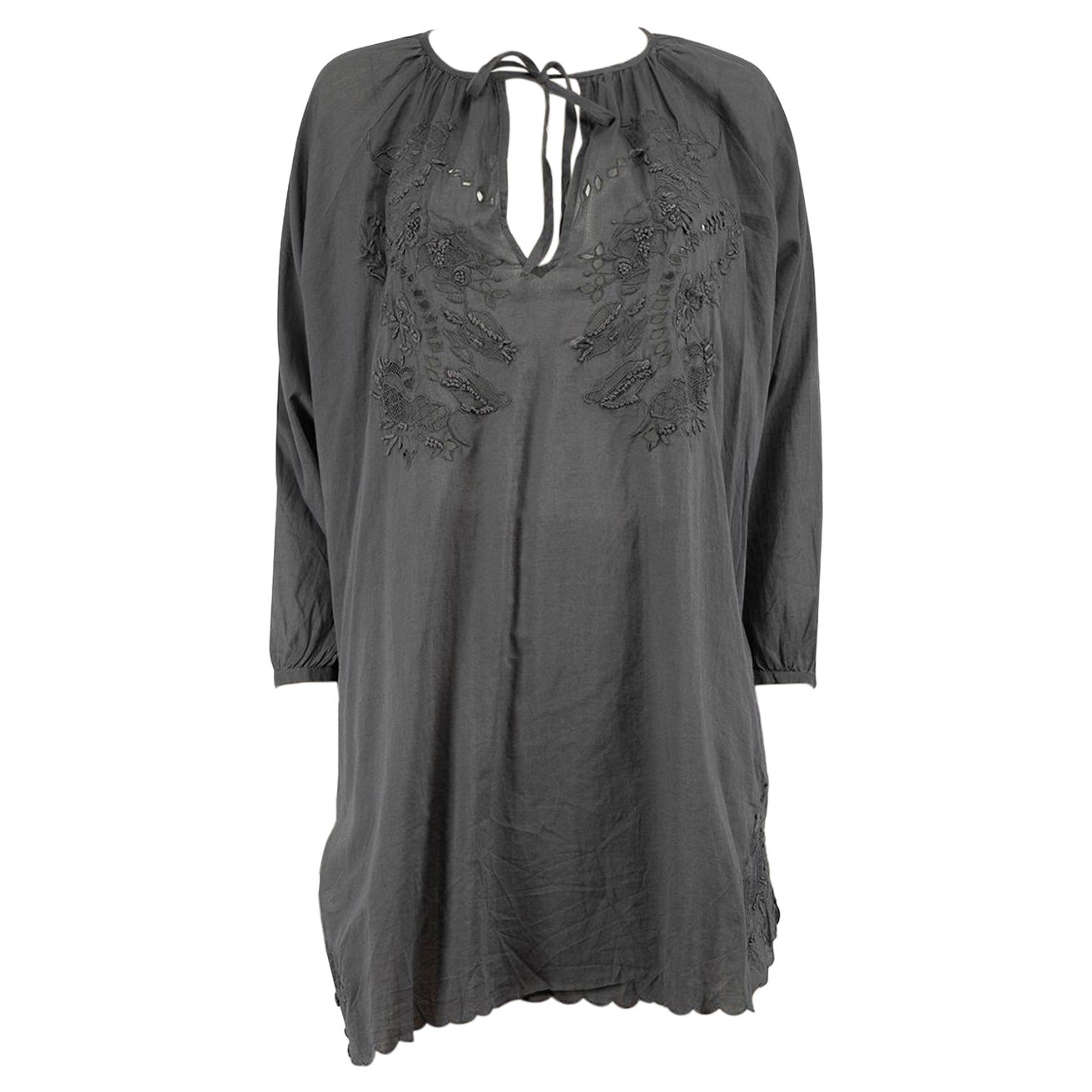 Zadig & Voltaire Grey Lace Detail Tunic Top Size S For Sale