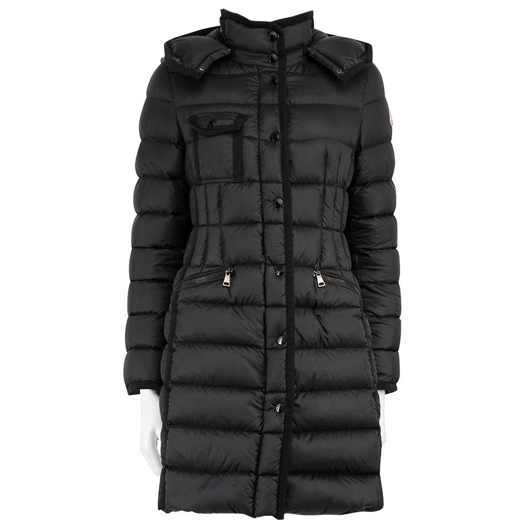 Moncler Black Hermine Hooded Puffer Coat Size S For Sale