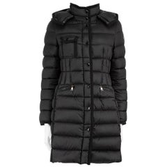 Used Moncler Black Hermine Hooded Puffer Coat Size S