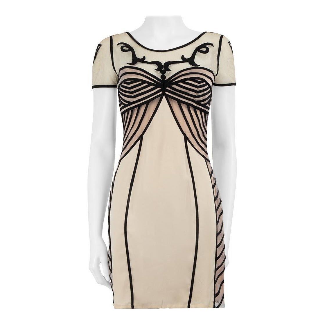 Temperley London Beige Contrast Trim Mini Dress Size S For Sale