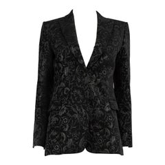 Used Gucci Black Floral Jacquard Blazer Jacket Size S