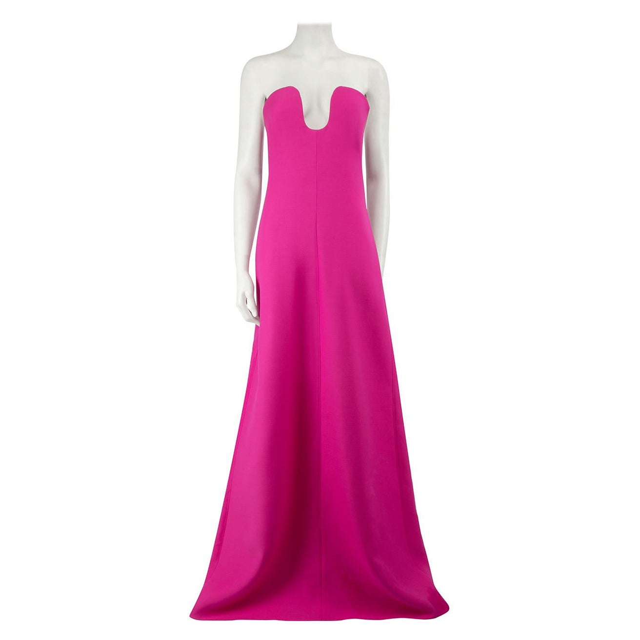 Valentino Garavani Pink PP Notched Neckline Wool Gown Size M For Sale