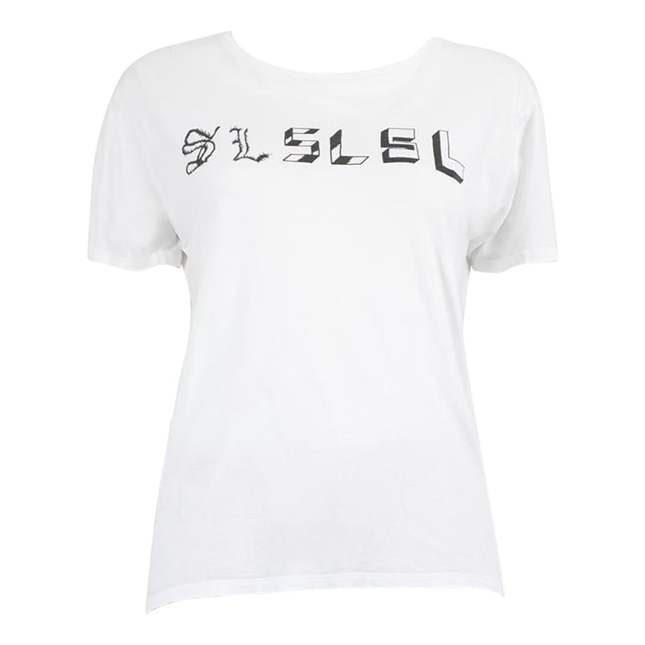 Saint Laurent White Logo Printed T-Shirt Size M For Sale