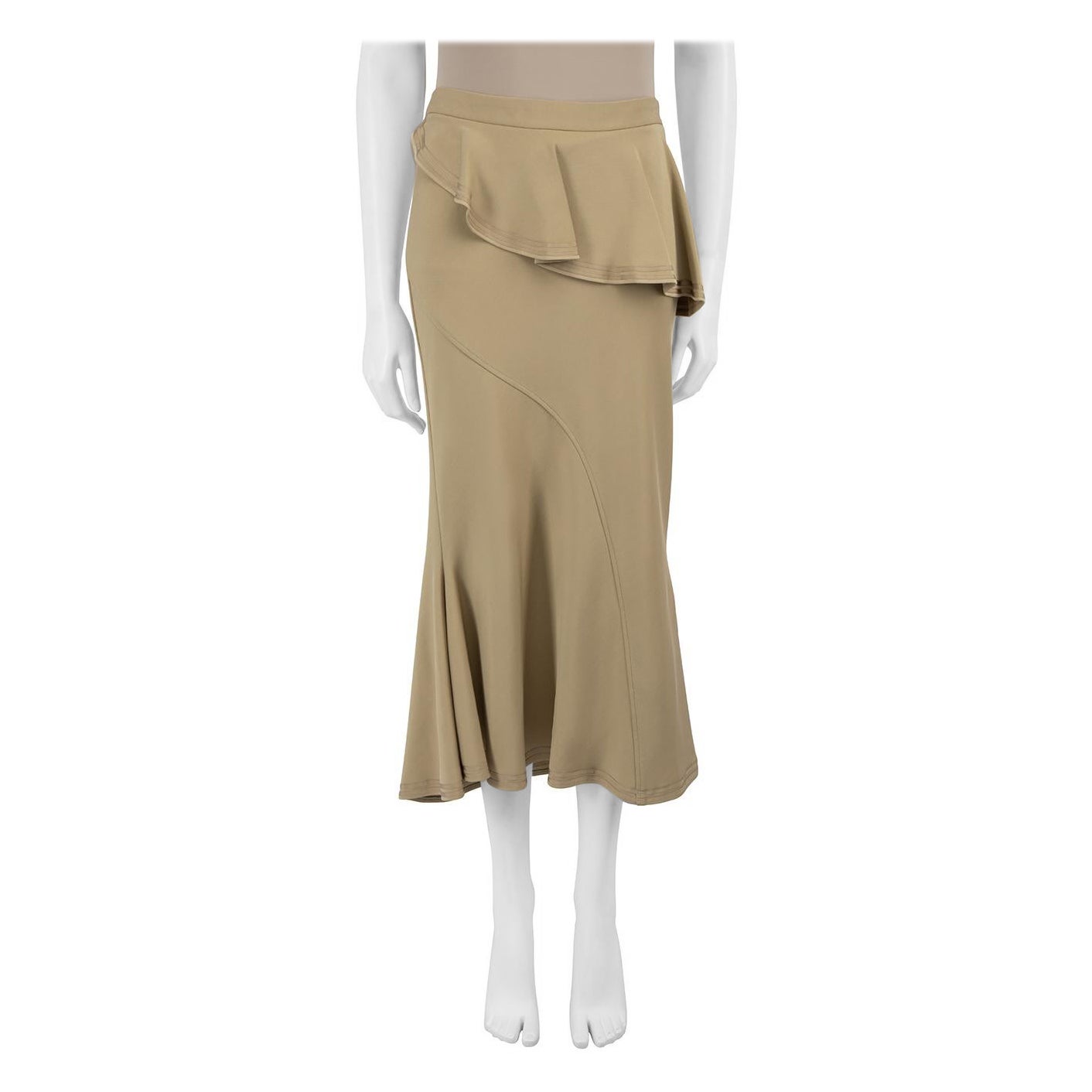 Givenchy Beige Peplum Ruffle Accent Midi Skirt Size L For Sale