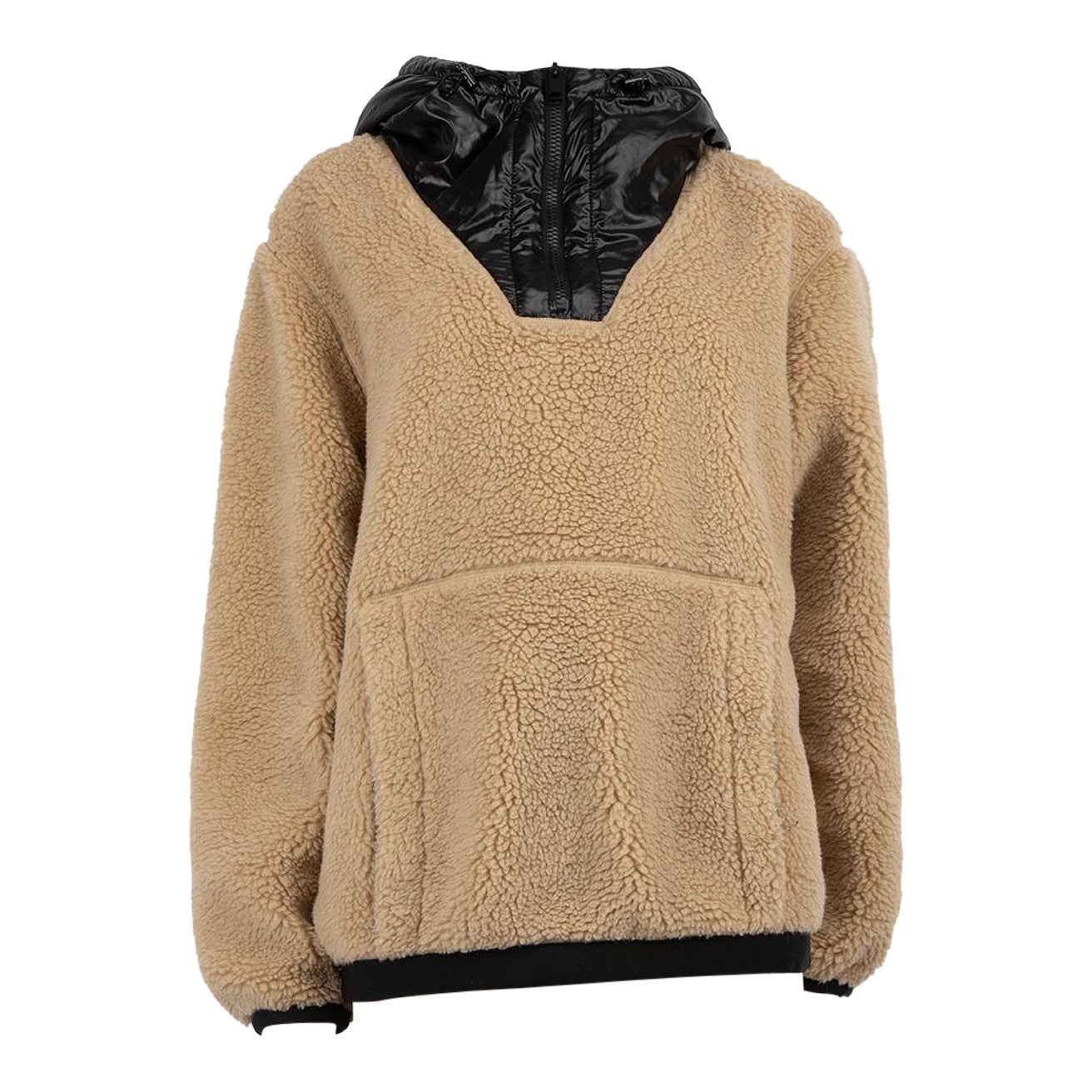 Moncler Camel Faux Shearling Hooded Jumper Size S For Sale