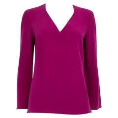 Etro Fuchsia Seidenbluse mit langen Ärmeln und V-Ausschnitt Größe S