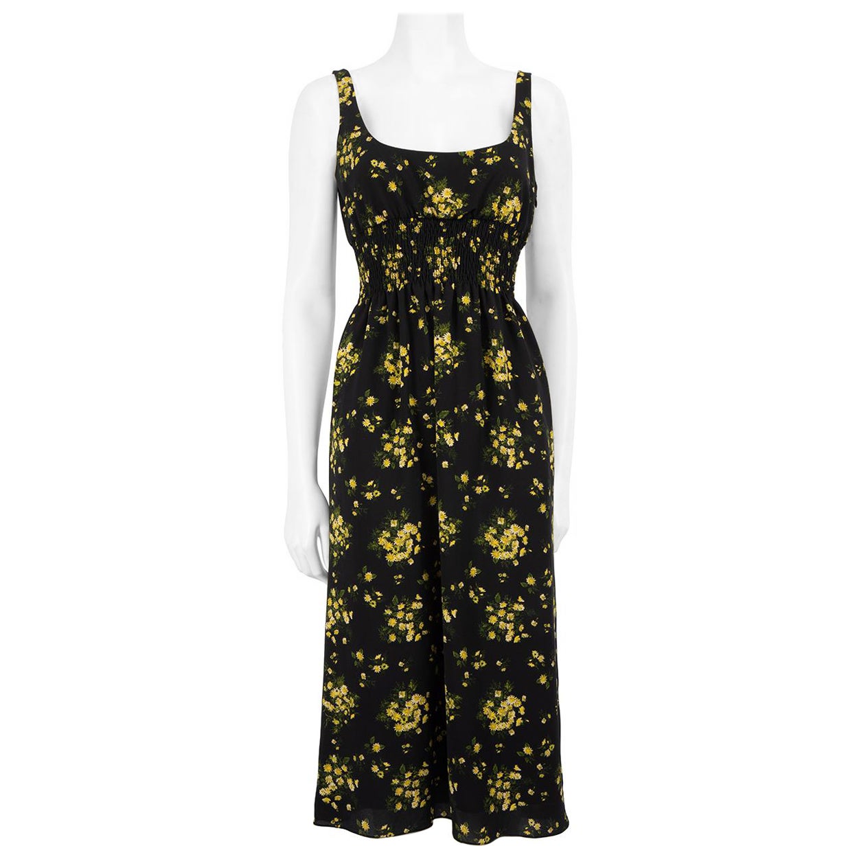 Emilia Wickstead Black Floral Sleeveless Midi Dress Size M For Sale
