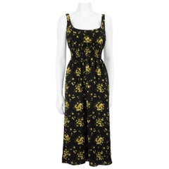Emilia Wickstead Black Floral Sleeveless Midi Dress Size M