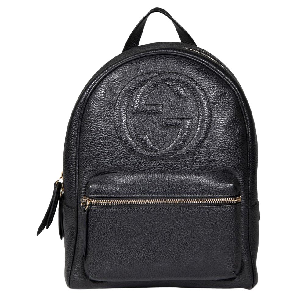 Gucci Black Leather Soho Chain Backpack For Sale
