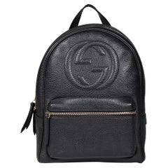 Gucci Soho Rucksack aus schwarzem Leder mit Kette