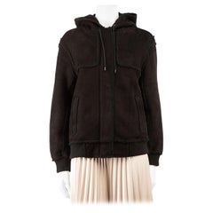 Used Proenza Schouler Black Lamb Suede Hooded Jacket Size S