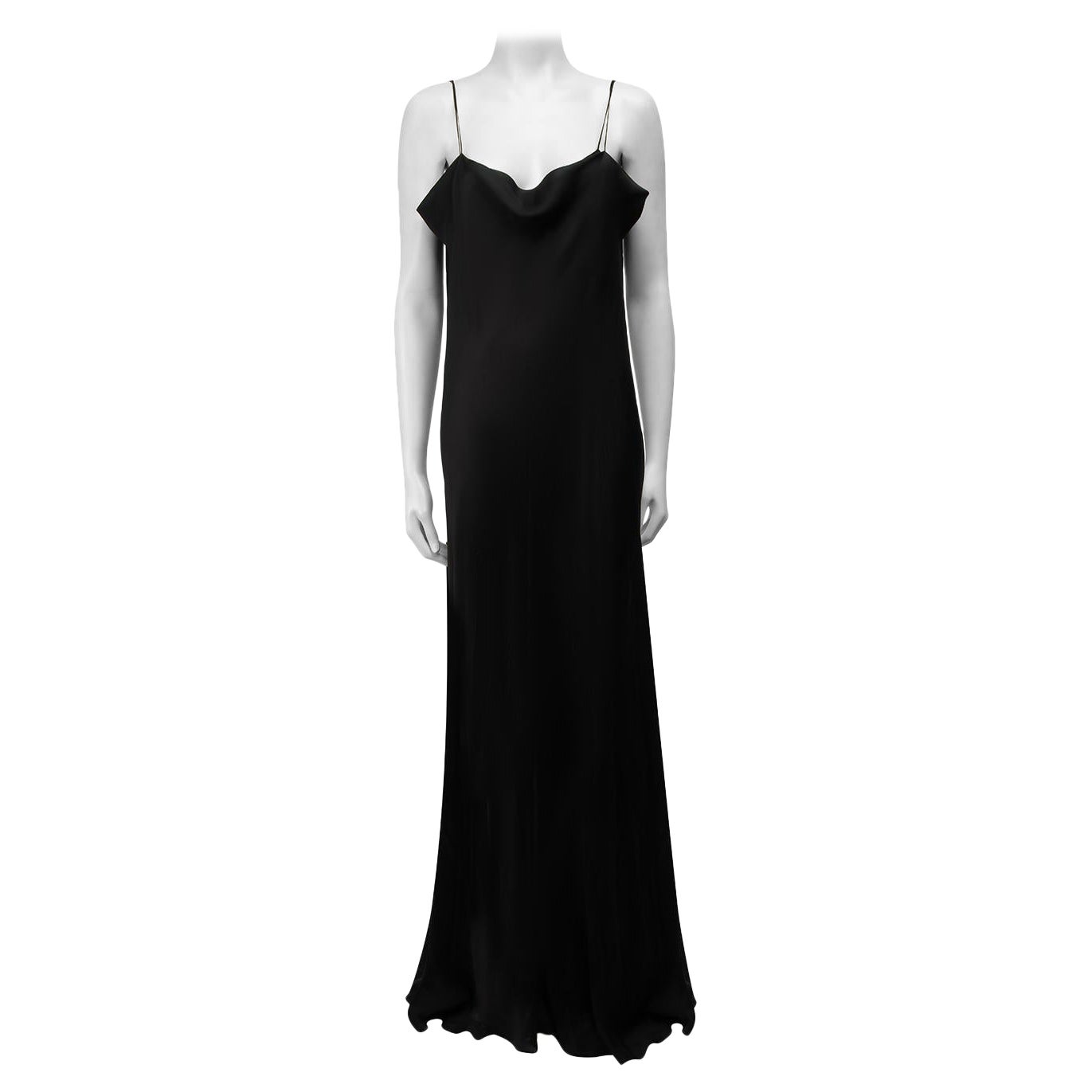 The Row Black Silk Cowl Neckline Maxi Dress Size M For Sale