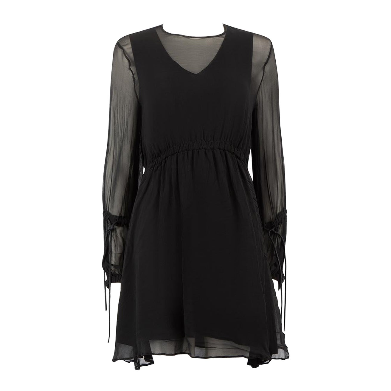 Sportmax Black Sheer Layered Long Sleeve Dress Size M For Sale