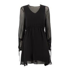 Sportmax Black Sheer Layered Long Sleeve Dress Size M