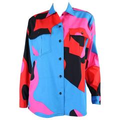 Vintage 1980's Stephen Sprouse Blouse with Warhol Camouflage Print