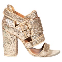 Givenchy Gold Glitter Chunky Heels Größe IT 38