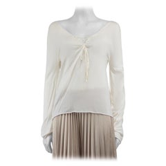 Gucci Cream Lace Up Long Sleeve Top Size M