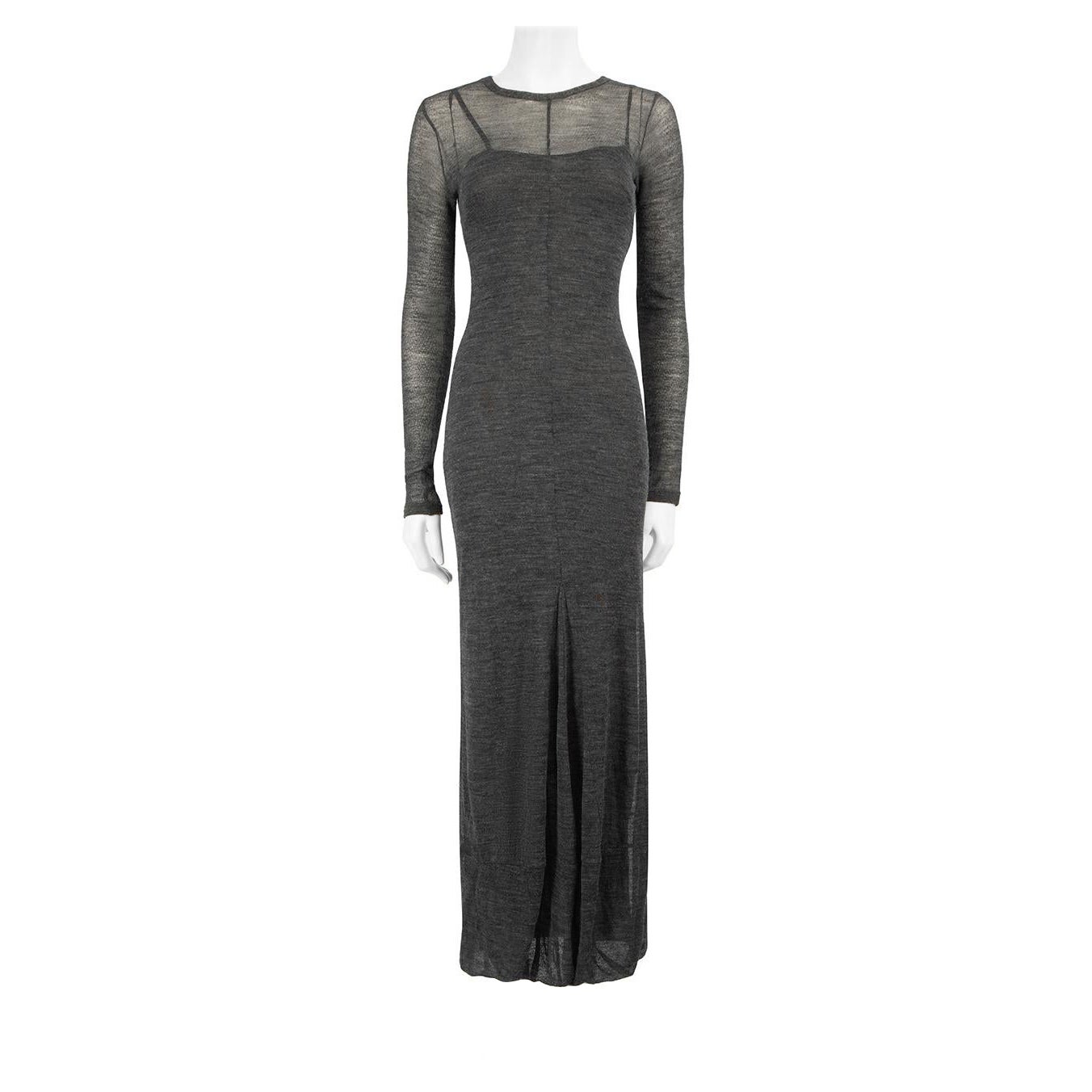 Alberta Ferretti Grey Sheer Maxi Dress Size S For Sale