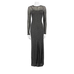 Alberta Ferretti, robe longue grise transparente, taille S